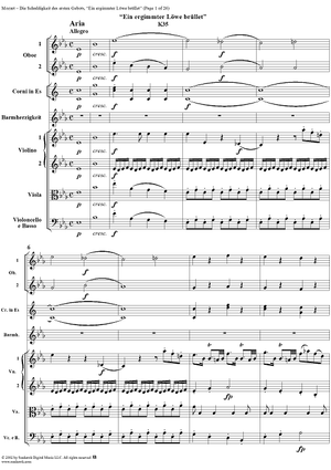 "Ein ergrimmter Löwe brüllet", No. 2 from "Die Schuldigkeit des ersten Gebotes", K35 - Full Score