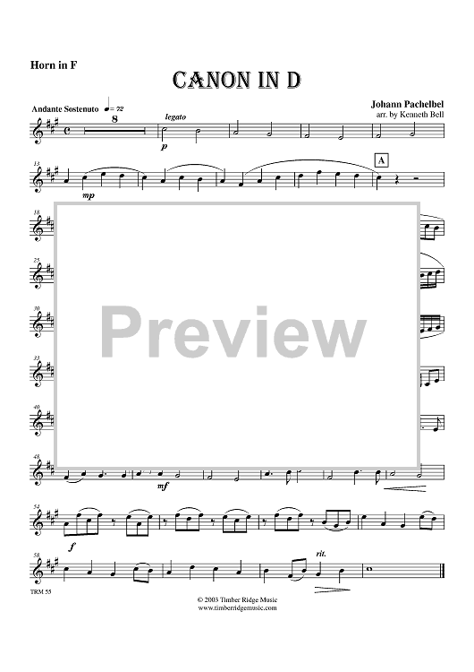 Canon in D - Horn in F