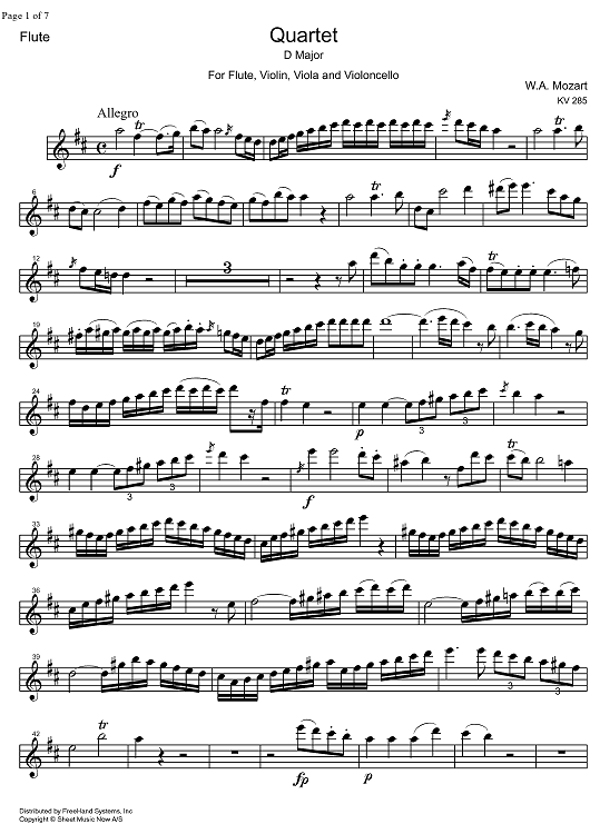 Quartet D Major KV285 - Flute