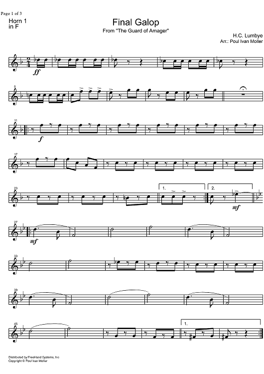 Final Galop from the Guard of Amager - Horn in F 1