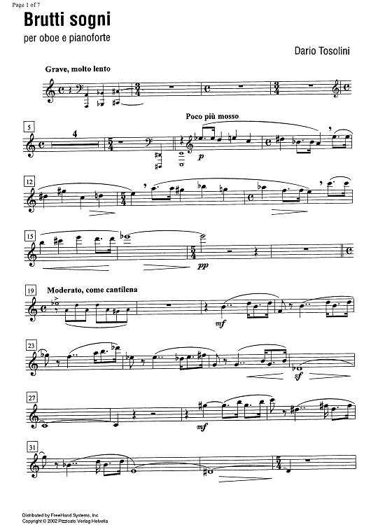 Brutti sogni - Oboe