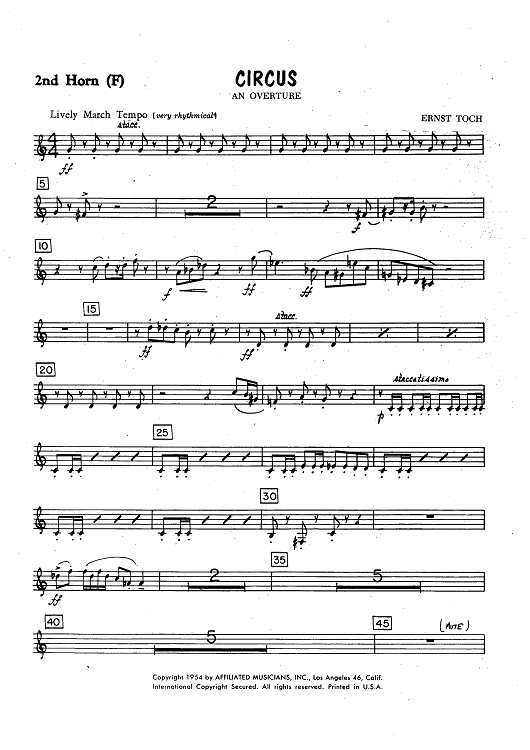 Circus - An Overture - Horn 2 in F