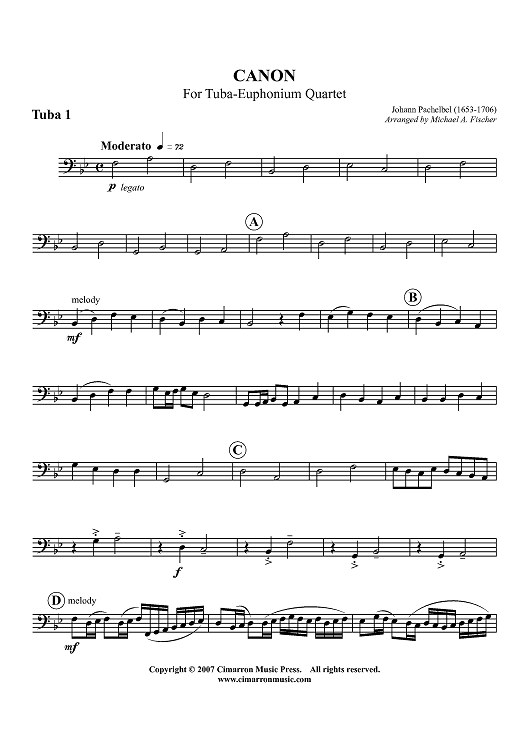 Canon - For Tuba-Euphonium Quartet - Tuba 1