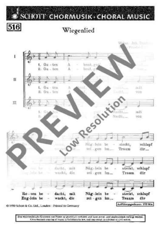 Wiegenlied - Choral Score