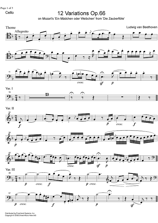 12 Variations Op.66 - Cello