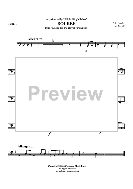 Bouree from "Music for the Royal Fireworks" - Tuba 1