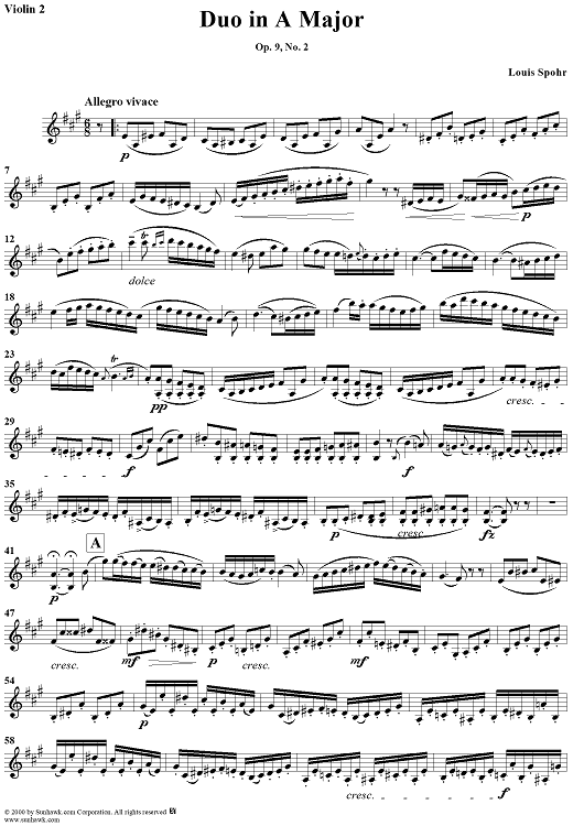 Violin Duet No. 5 in A Major, Op. 9, No. 2 - Violin 2