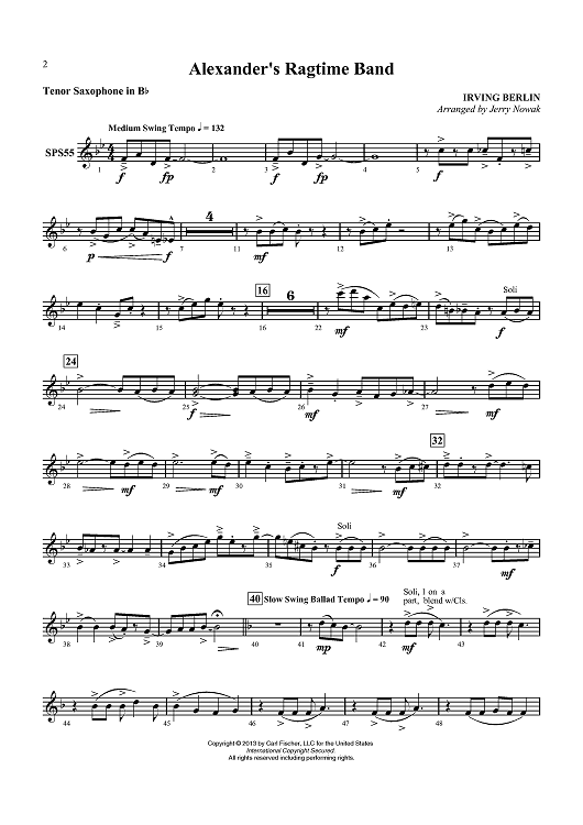 Alexander’s Ragtime Band - Tenor Sax