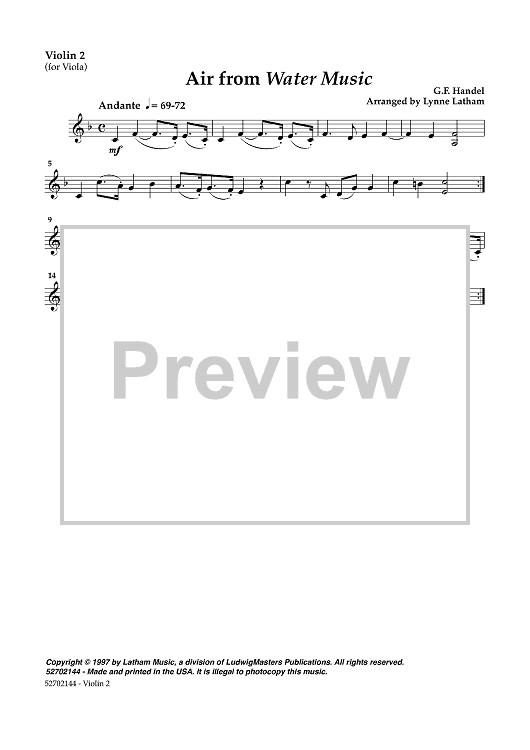 Air from Water Music - Violin 2 (for Viola)
