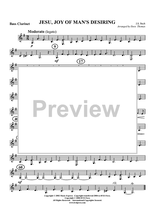 Jesu, Joy of Man's Desiring - Bass Clarinet