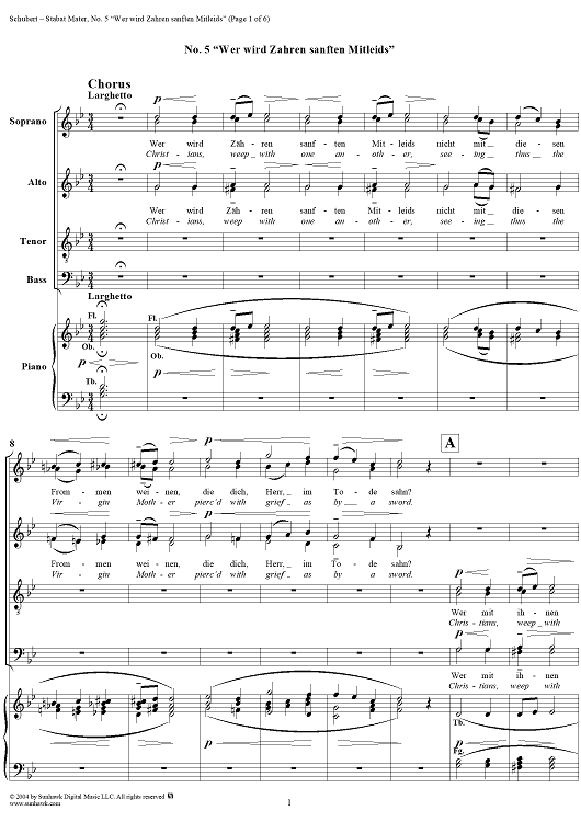 Stabat Mater, D383, No. 5: "Wer wird Zähren sanften Mitleids"
