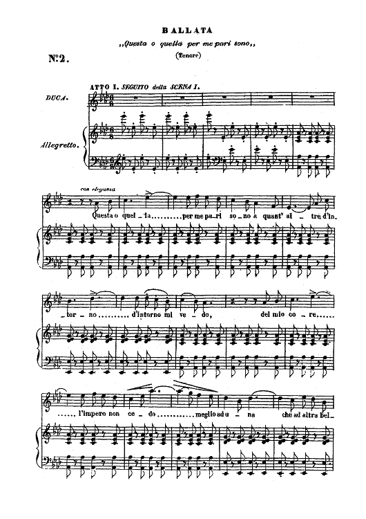 Rigoletto, Act 1, No. 2: Questa o quella per me pari sono