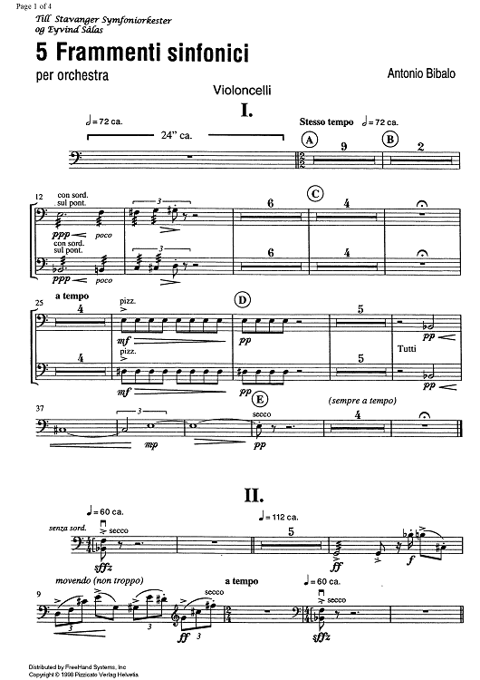 5 Frammenti sinfonici - Cello