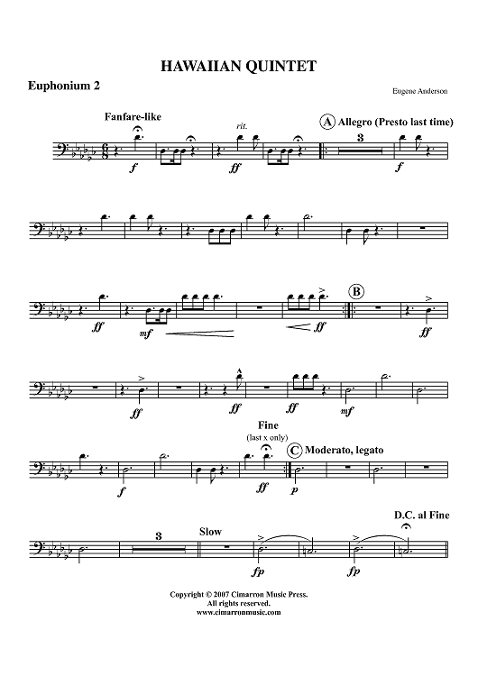 Hawaiian Quintet - Euphonium 2 BC/TC