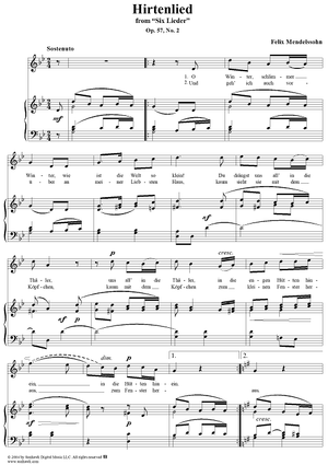 Six Lieder, Op. 57, No. 2: "Herdsman's Song" (Hirtenlied)