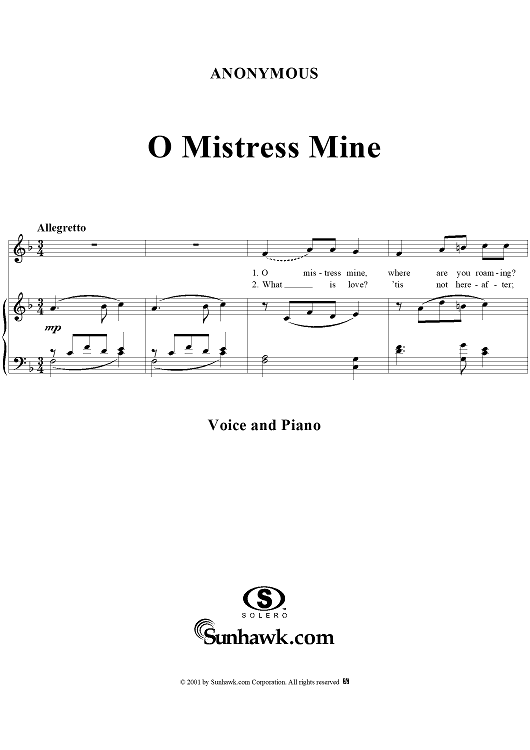 O Mistress Mine