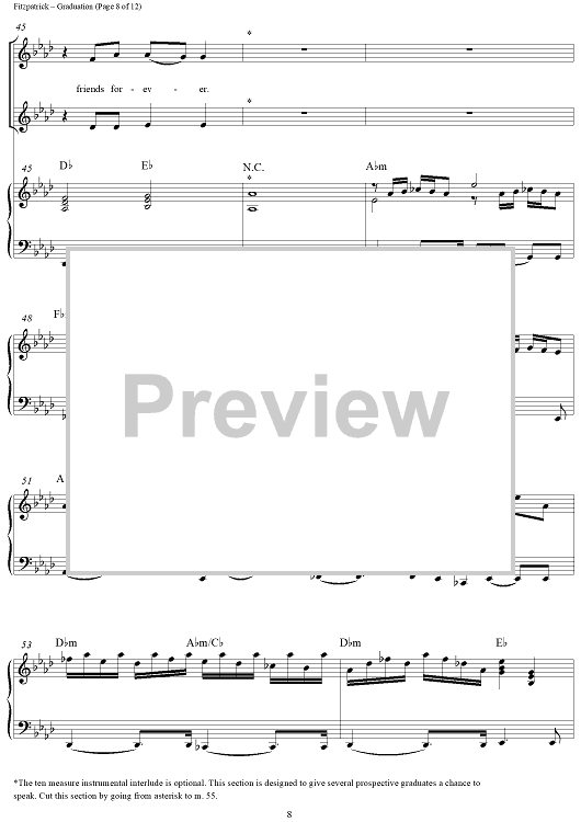 Graduation (Friends Forever)" Sheet Music by Vitamin C for Twopart