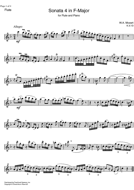 Sonata No. 8 F Major KV13 - Flute