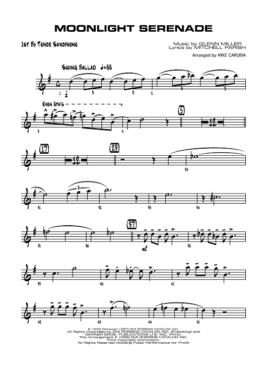 Moonlight Serenade - B-flat Tenor Saxophone 1