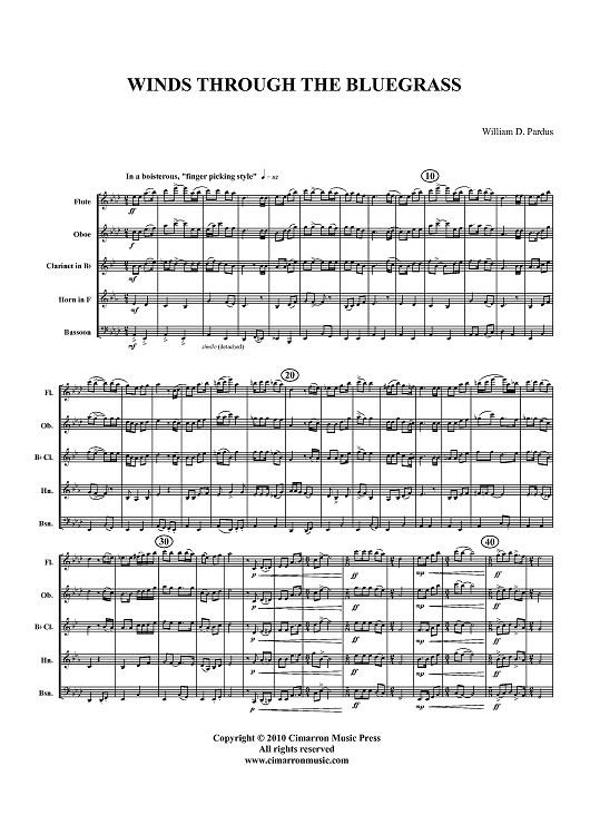 Winds Through the Bluegrass - Score