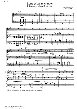 Il dolce suono mi colpi di sua voce! from Lucia di Lammermoor