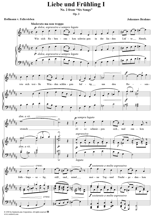 Liebe und Frühling I - No. 2 from "Six Songs" op. 3