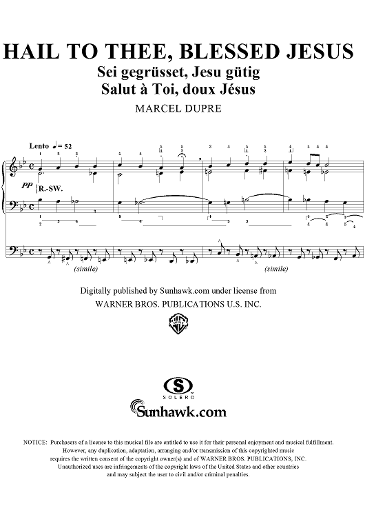 Hail to Thee, Blessed Jesus, from "Seventy-Nine Chorales", Op. 28, No. 65