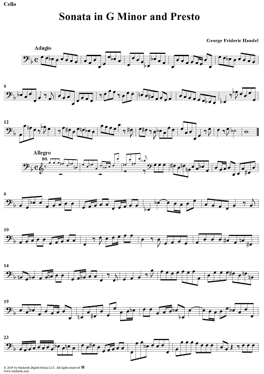 Sonata in G Minor and Presto - Cello