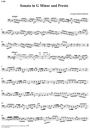 Sonata in G Minor and Presto - Cello