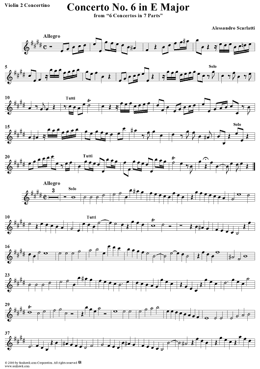 Concerto No. 6 in E Major from "6 Concerti Grossi" - From "6 Concertos in 7 Parts" - Violin 2 Concertino