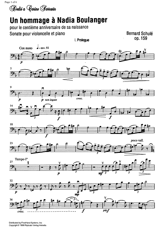 Un hommage à Nadia Boulanger Op.159 - Cello