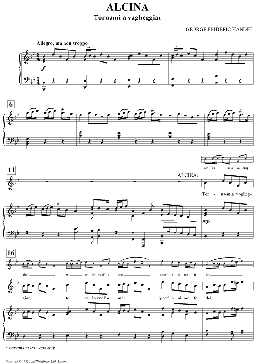 Tornami a vagheggiar from Alcina