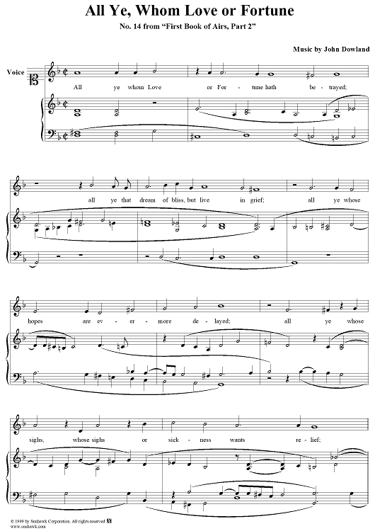 All ye, whom Love or Fortune - No. 14 from "First Book of Airs, Part 2"