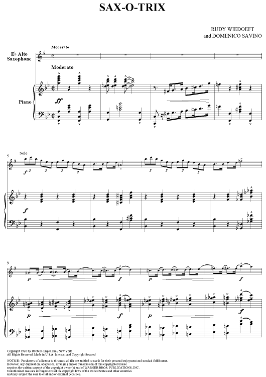Sax-O-Trix - Piano Score (for Alto Sax)
