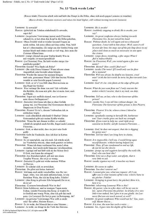 Fidelio, Op. 72, No. 13: "Euch werde Lohn"