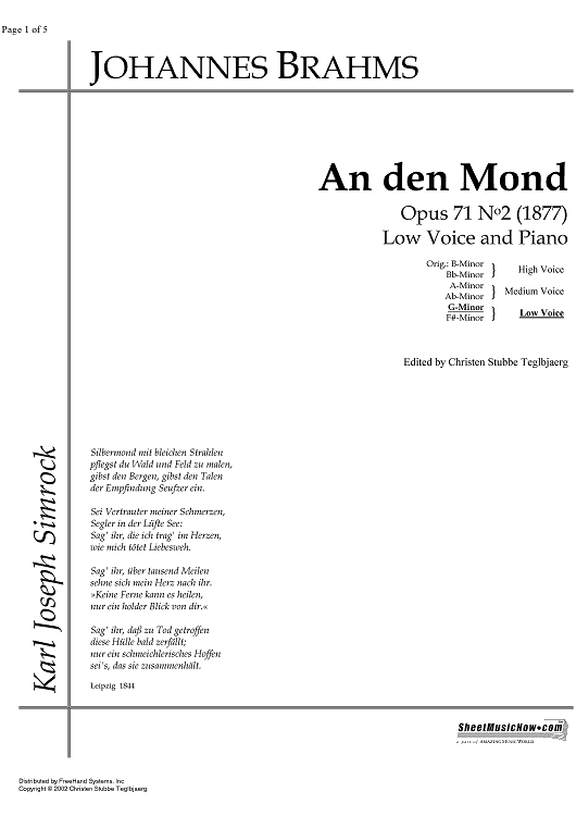 An den Mond Op.71 No. 2