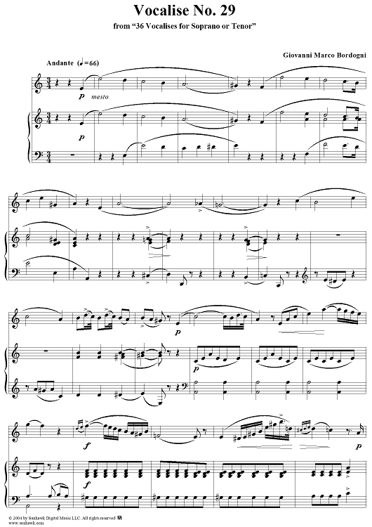 Thirty-Six Vocalises for Soprano: No. 29