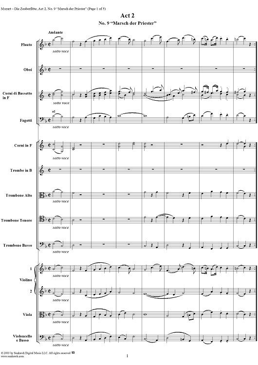 "Marsch der Priester" and "Adagio", No. 9 from  "Die Zauberflöte", Act 2 (K620) - Full Score