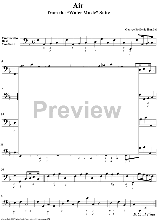 Water Music Suite No. 1 in F Major, No. 6: Air - Cello/Continuo