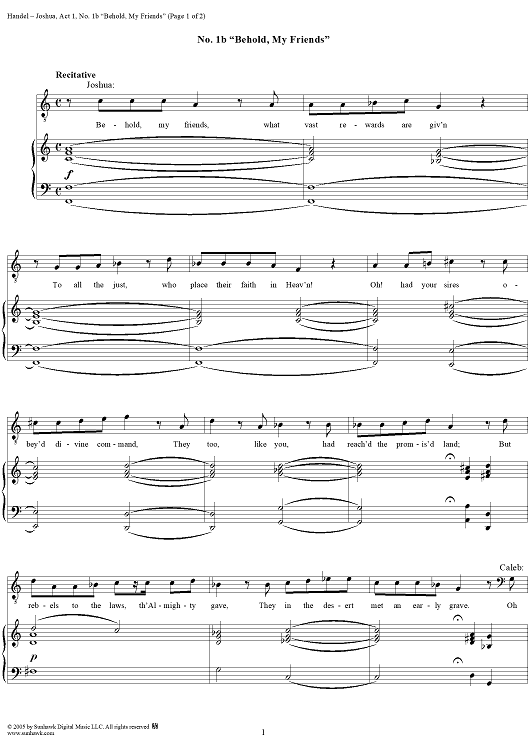 Joshua, Act 1, Nos. 1b  "Behold, my friends"