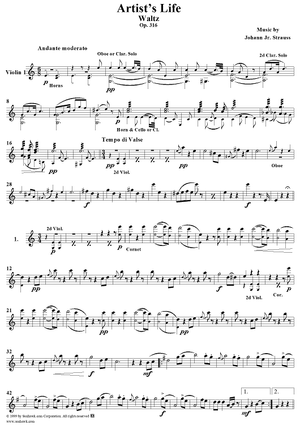 Künstlerleben (Artist's Life), Op. 316    - Waltz - Op. 316 - Violin 1