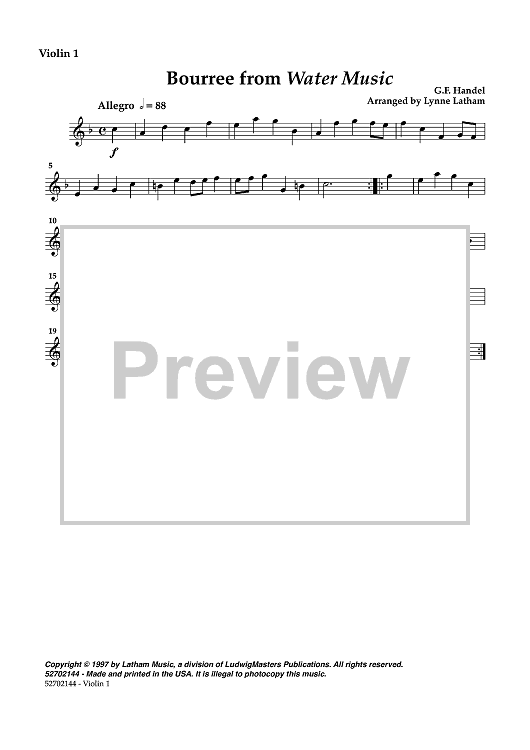 Bourée from Water Music - Violin 1