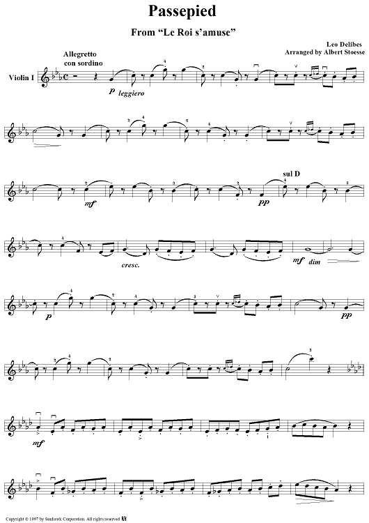 Le Roi s'amuse: Passepied - Violin 1