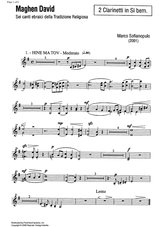 Maghen David - B-flat Clarinets 1 & 2