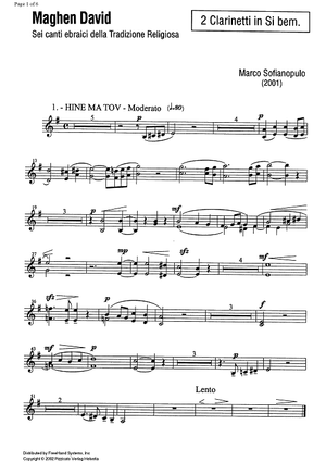 Maghen David - B-flat Clarinets 1 & 2