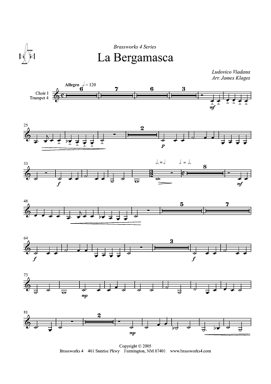 La Bergamasca - Choir 1, Trumpet 4