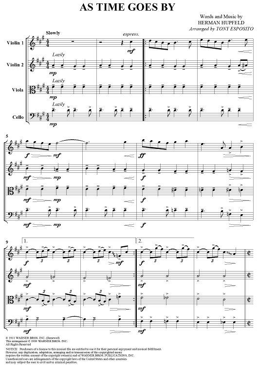 As Time Goes By - Score