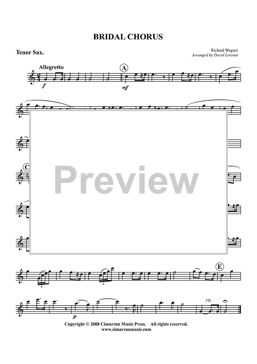 Bridal Chorus - Tenor Sax