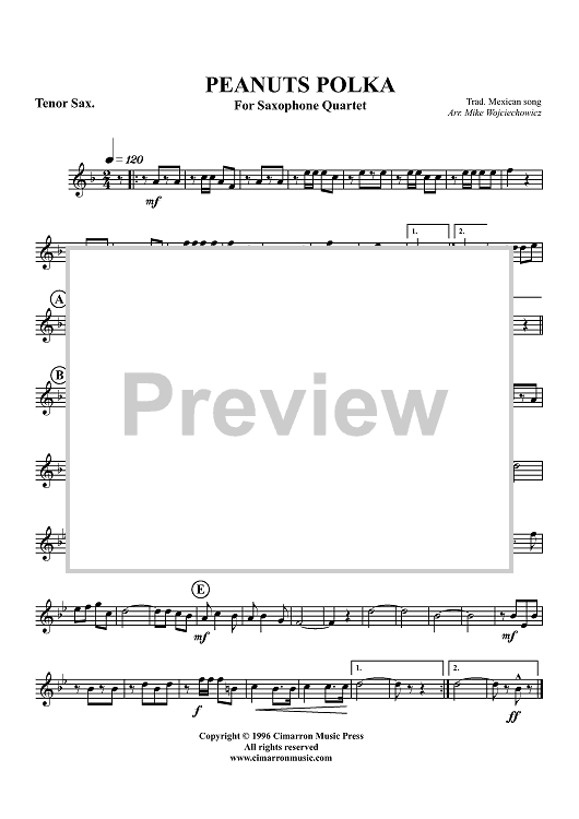 Peanuts Polka - Tenor Saxophone