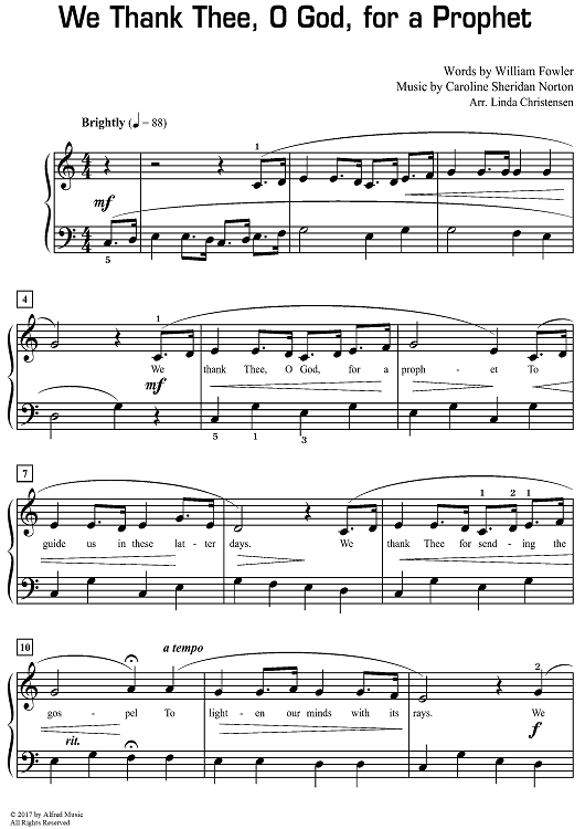 We Thank Thee, O God, for a Prophet